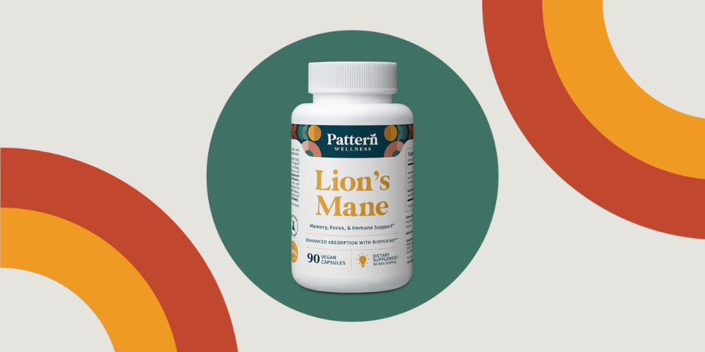 Wholesome Goods Pattern Wellness Lion’s Mane mushroom supplement for memory, focus, and cognitive health