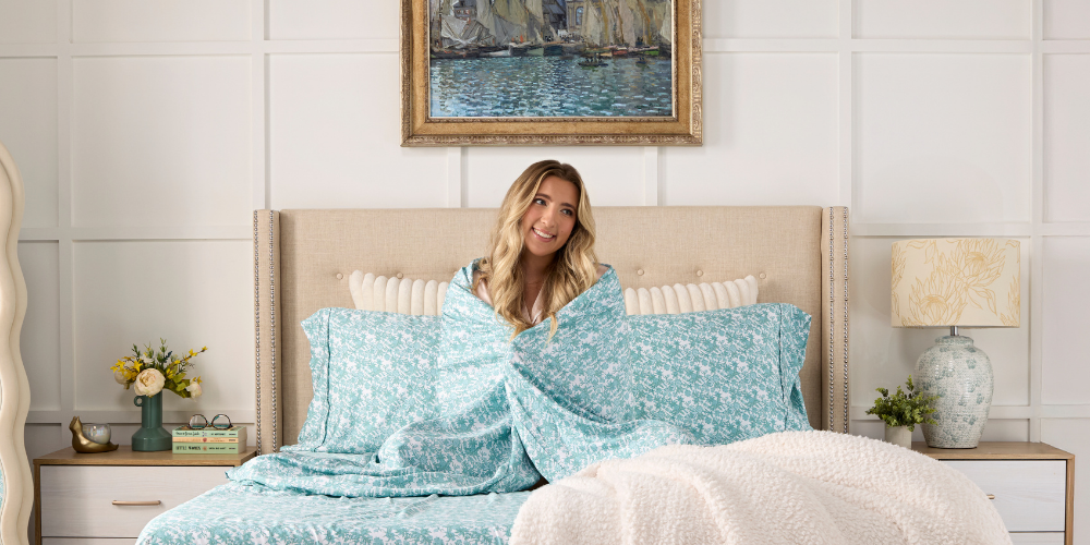 Cosy House Collection NEW Seasonal Floral Pattern in 100% Bamboo Bed Sheets