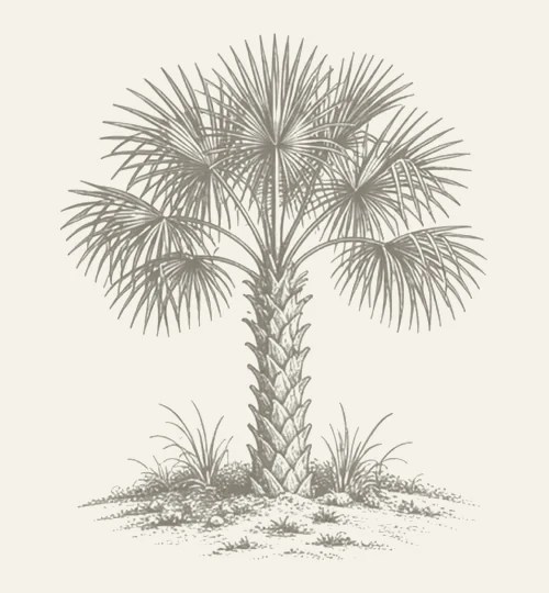 Engraved sabal palm